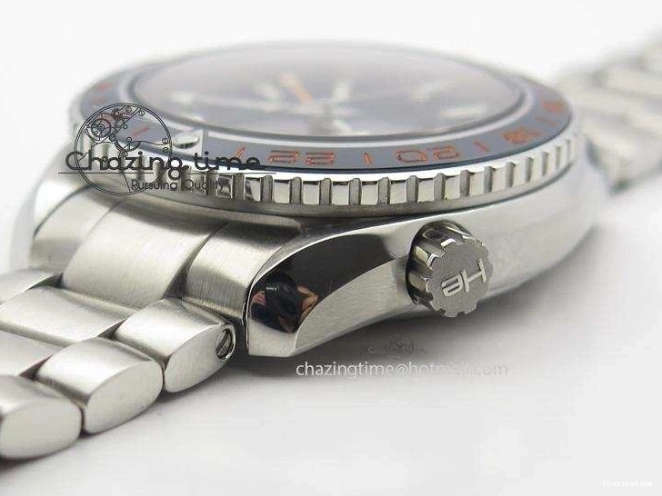 1229 Planet Ocean GMT 42mm V6F 1:1 Best Edition Blue Bezel Orange Numbers On SS Bracelet A Compact 8254